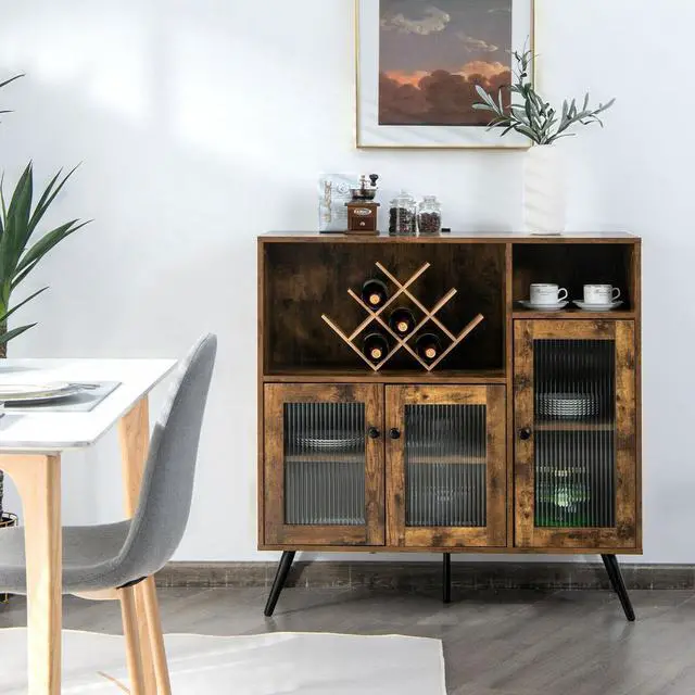 Alt view image 6 of 7 - SlickBlue Buffet Kitchen Storage Cupboard with Glass Door and Adjustable Shelves