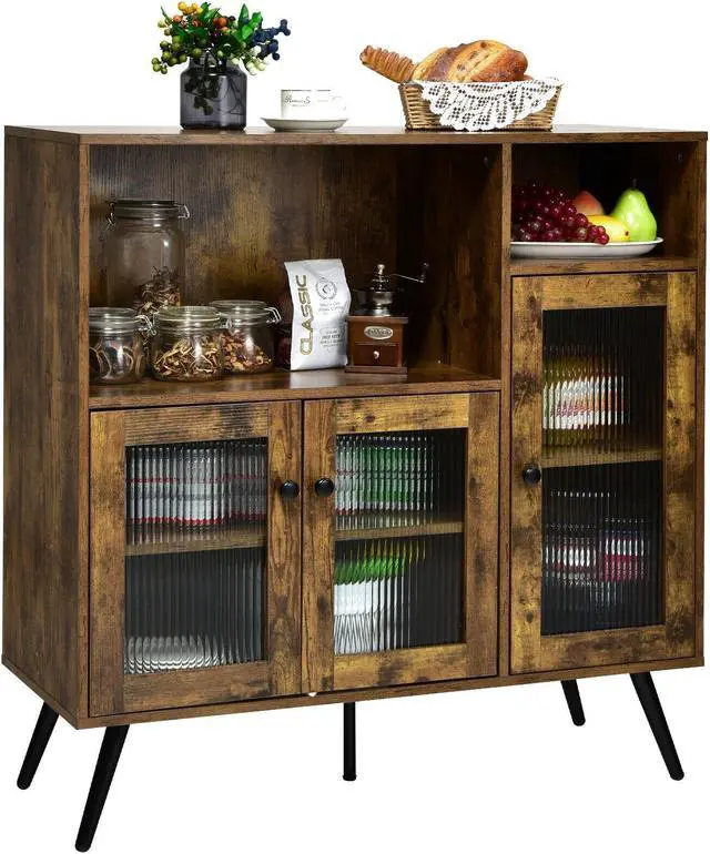 Alt view image 7 of 7 - SlickBlue Buffet Kitchen Storage Cupboard with Glass Door and Adjustable Shelves
