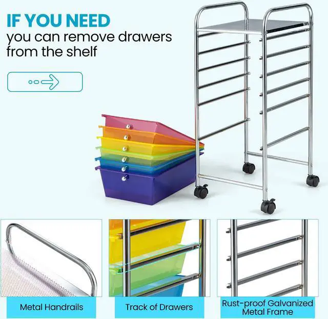 Alt view image 7 of 7 - SlickBlue 6 Drawers Rolling Storage Cart Organizer
