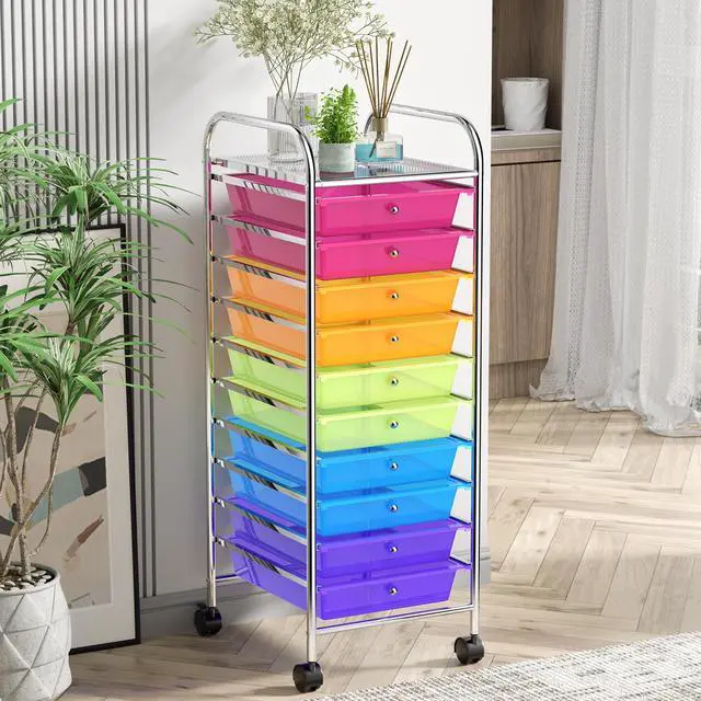 Alt view image 7 of 7 - SlickBlue 10 Drawer Rolling Storage Cart Organizer with 4 Universal Casters