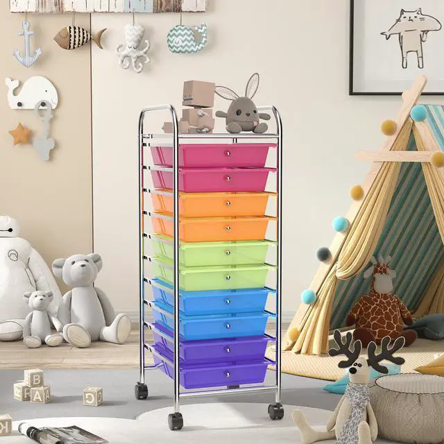 Alt view image 3 of 7 - SlickBlue 10 Drawer Rolling Storage Cart Organizer with 4 Universal Casters