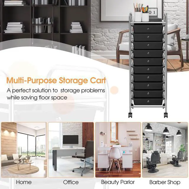 Alt view image 6 of 7 - SlickBlue 10 Drawer Rolling Storage Cart Organizer with 4 Universal Casters