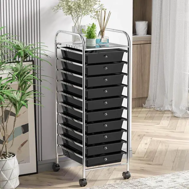 Alt view image 3 of 7 - SlickBlue 10 Drawer Rolling Storage Cart Organizer with 4 Universal Casters