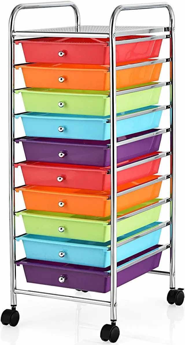 Alt view image 3 of 7 - SlickBlue 10 Drawer Rolling Storage Cart Organizer with 4 Universal Casters