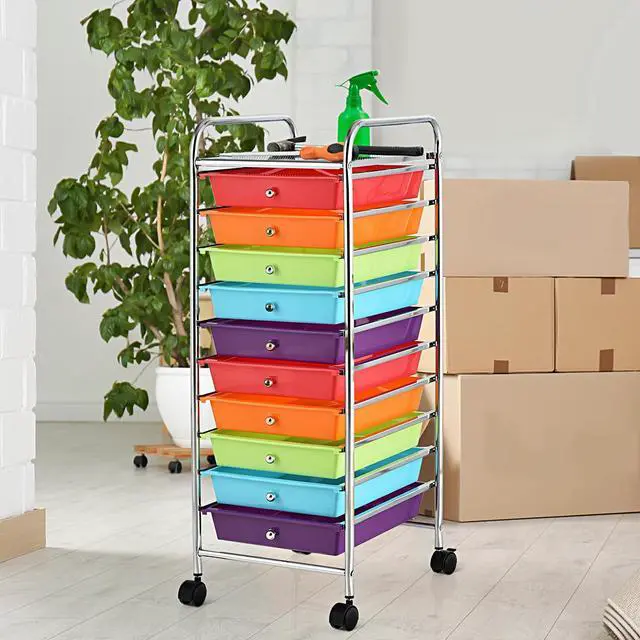 Alt view image 4 of 7 - SlickBlue 10 Drawer Rolling Storage Cart Organizer with 4 Universal Casters