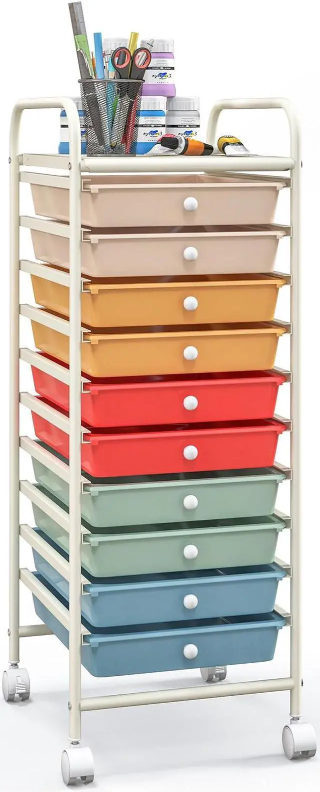 Main image of SlickBlue 10 Drawer Rolling Storage Cart Organizer with 4 Universal Casters