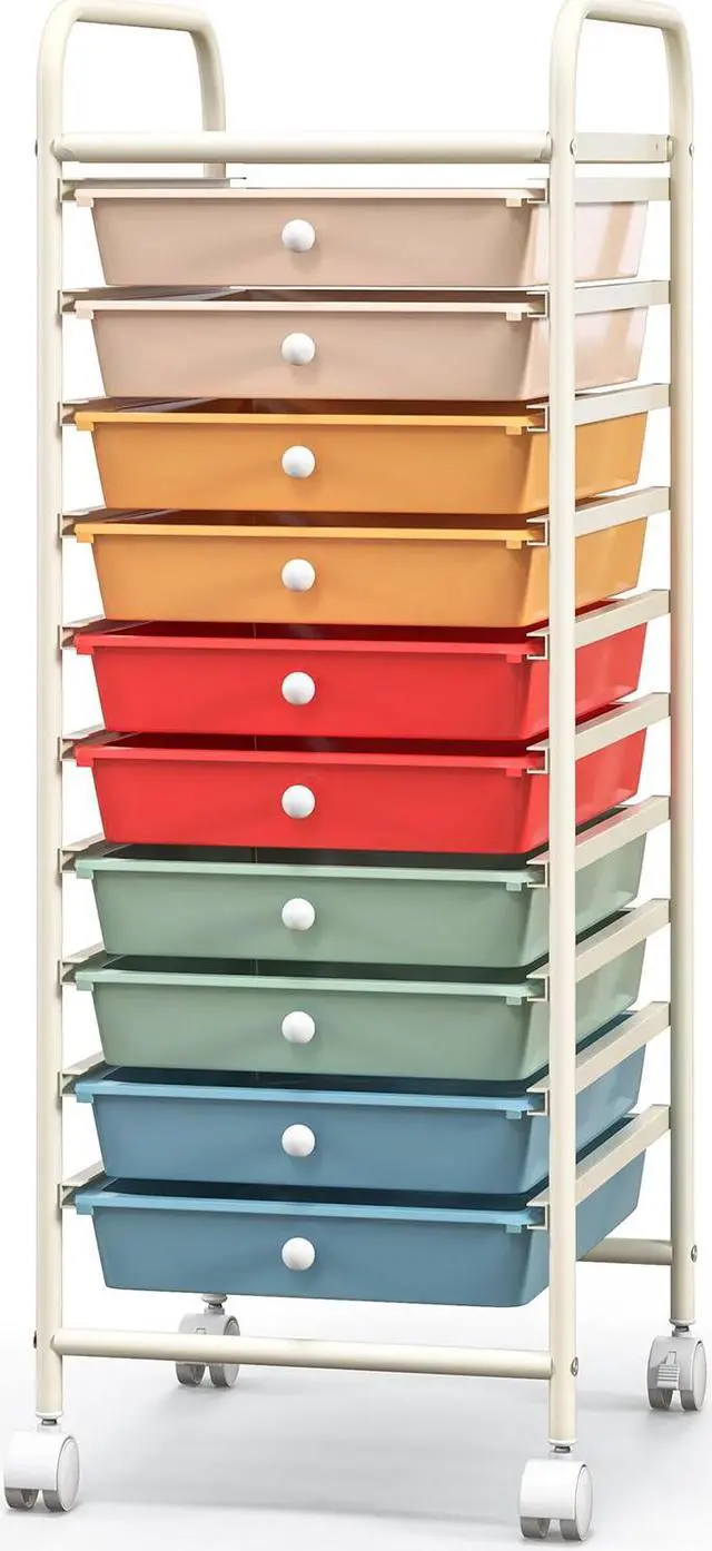 Alt view image 4 of 7 - SlickBlue 10 Drawer Rolling Storage Cart Organizer with 4 Universal Casters
