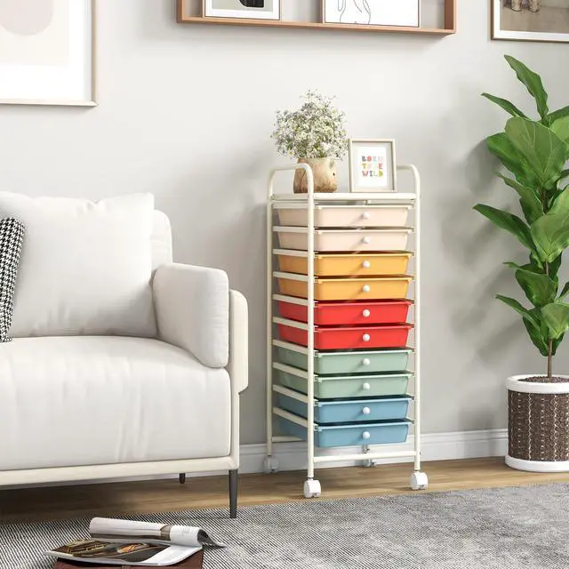 Alt view image 3 of 7 - SlickBlue 10 Drawer Rolling Storage Cart Organizer with 4 Universal Casters