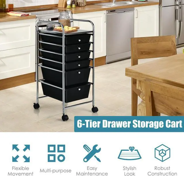 Alt view image 6 of 7 - SlickBlue 6 Drawers Rolling Storage Cart Organizer