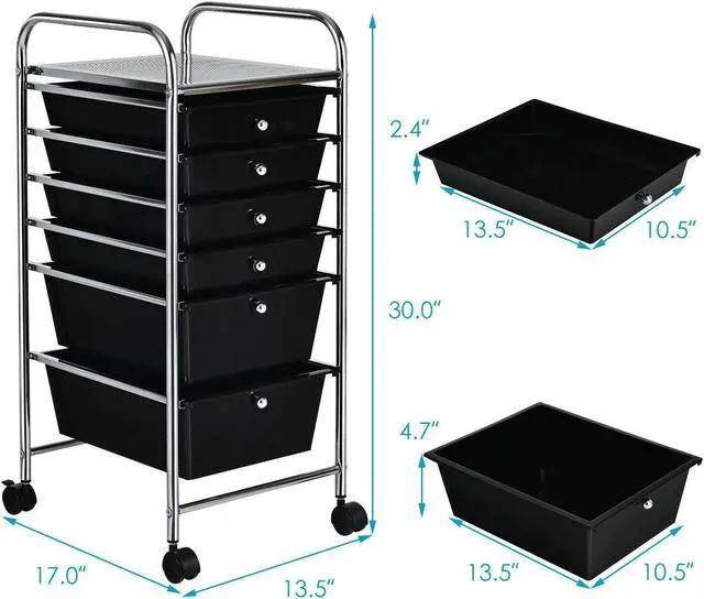 Alt view image 5 of 7 - SlickBlue 6 Drawers Rolling Storage Cart Organizer