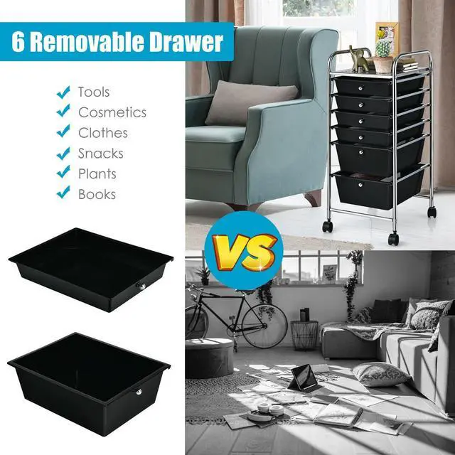 Alt view image 7 of 7 - SlickBlue 6 Drawers Rolling Storage Cart Organizer