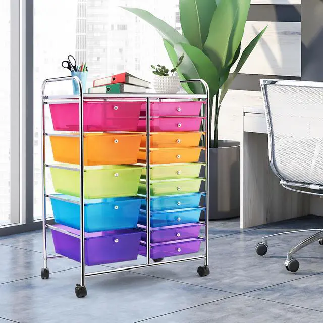 Alt view image 5 of 7 - SlickBlue 15-Drawer Utility Rolling Organizer Cart Multi-Use Storage