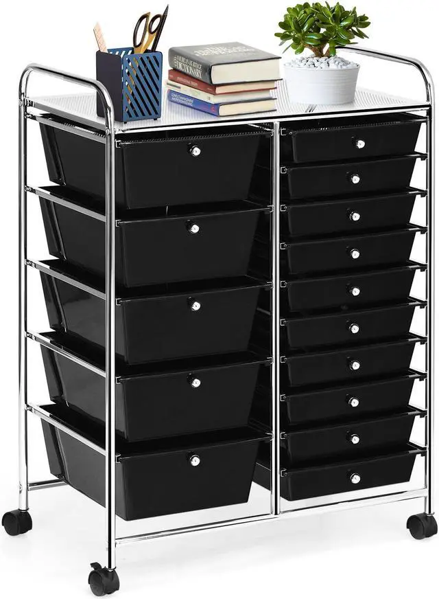 Alt view image 4 of 7 - SlickBlue 15-Drawer Utility Rolling Organizer Cart Multi-Use Storage