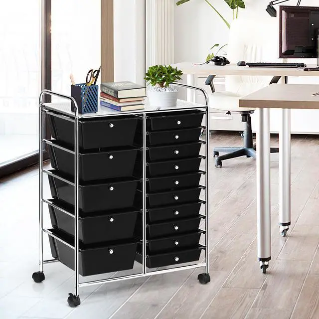 Alt view image 2 of 7 - SlickBlue 15-Drawer Utility Rolling Organizer Cart Multi-Use Storage