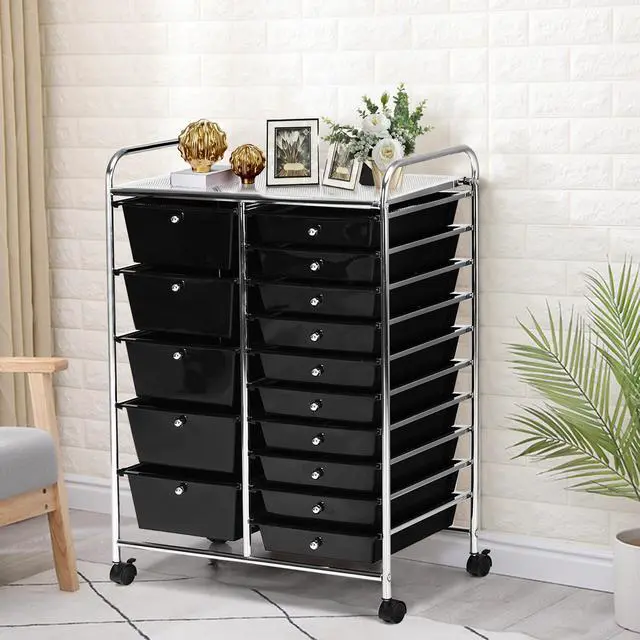 Alt view image 3 of 7 - SlickBlue 15-Drawer Utility Rolling Organizer Cart Multi-Use Storage