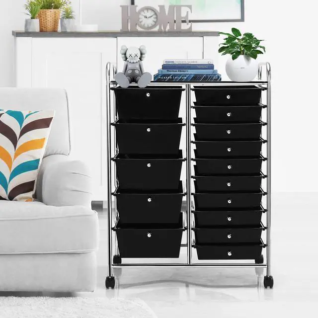 Alt view image 6 of 7 - SlickBlue 15-Drawer Utility Rolling Organizer Cart Multi-Use Storage