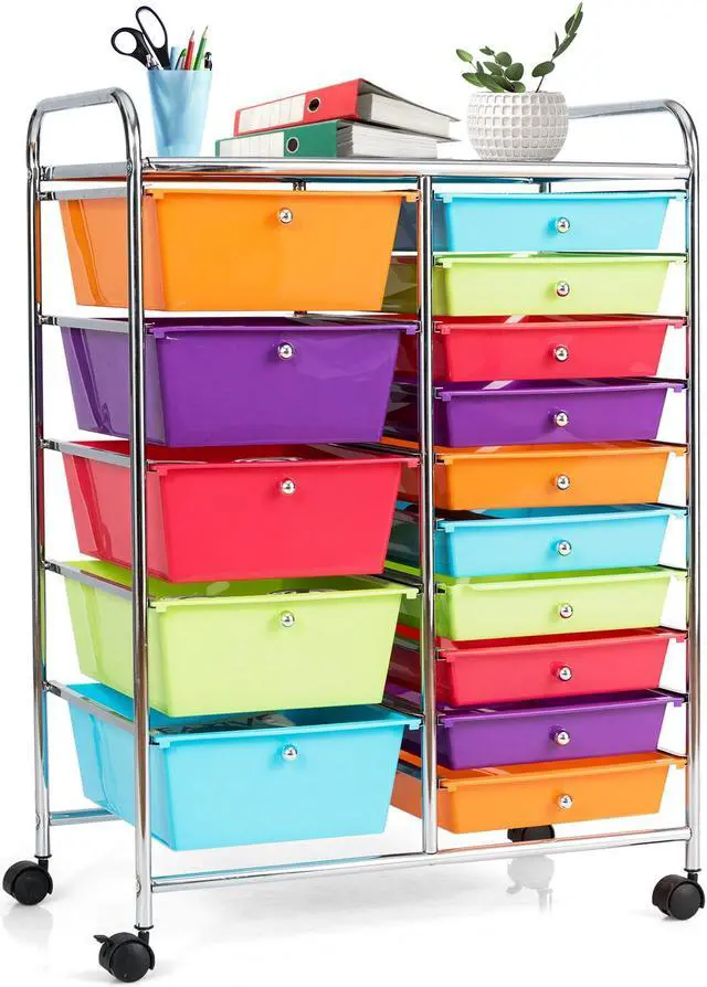 Alt view image 4 of 7 - SlickBlue 15-Drawer Utility Rolling Organizer Cart Multi-Use Storage