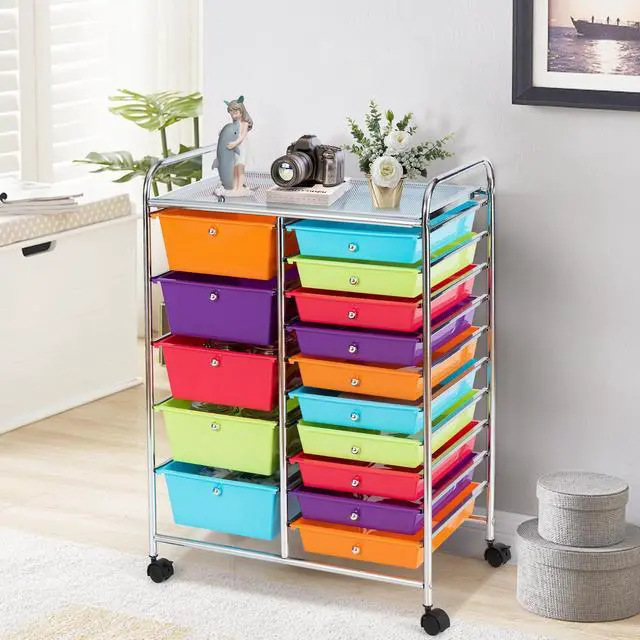 Alt view image 3 of 7 - SlickBlue 15-Drawer Utility Rolling Organizer Cart Multi-Use Storage