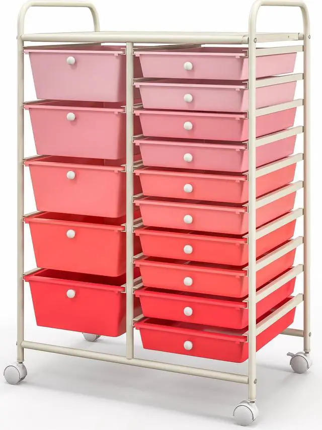 Alt view image 4 of 7 - SlickBlue 15-Drawer Utility Rolling Organizer Cart Multi-Use Storage