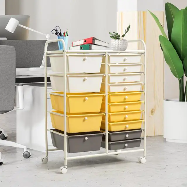 Alt view image 3 of 7 - SlickBlue 15-Drawer Utility Rolling Organizer Cart Multi-Use Storage