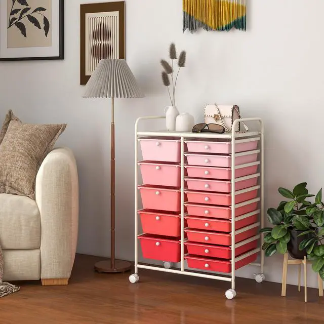 Alt view image 2 of 7 - SlickBlue 15-Drawer Utility Rolling Organizer Cart Multi-Use Storage