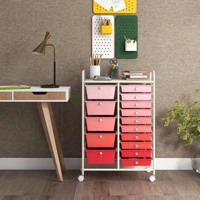 Alt view image 3 of 7 - SlickBlue 15-Drawer Utility Rolling Organizer Cart Multi-Use Storage
