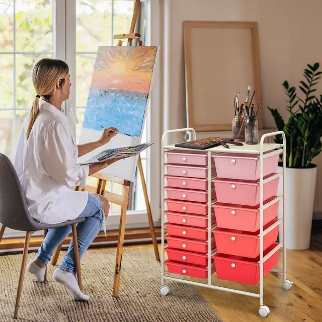Alt view image 6 of 7 - SlickBlue 15-Drawer Utility Rolling Organizer Cart Multi-Use Storage