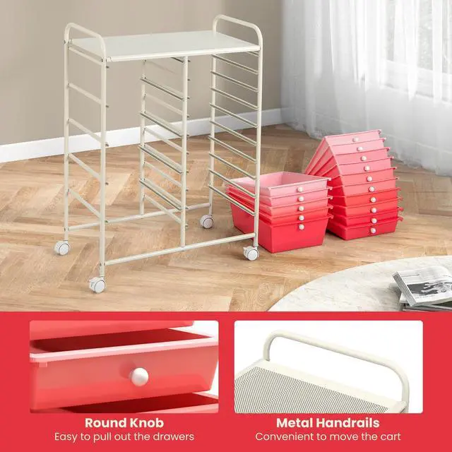 Alt view image 7 of 7 - SlickBlue 15-Drawer Utility Rolling Organizer Cart Multi-Use Storage