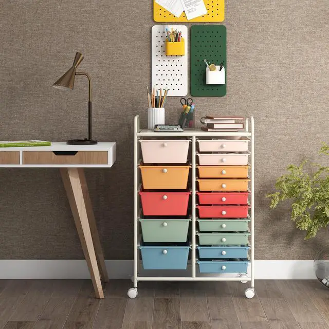 Alt view image 3 of 7 - SlickBlue 15-Drawer Utility Rolling Organizer Cart Multi-Use Storage