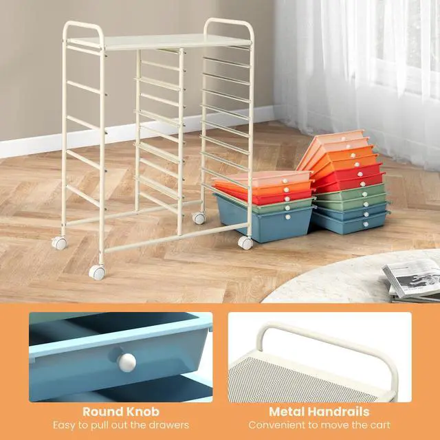 Alt view image 7 of 7 - SlickBlue 15-Drawer Utility Rolling Organizer Cart Multi-Use Storage