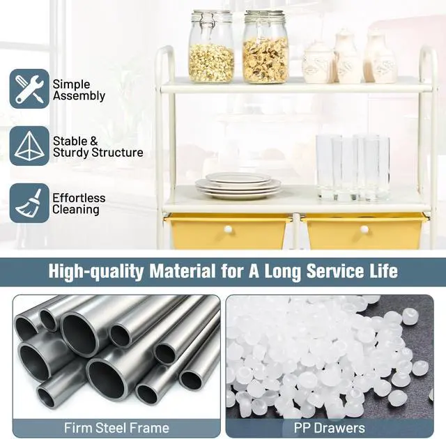 Alt view image 7 of 7 - SlickBlue 4 Drawers Shelves Rolling Storage Cart Rack