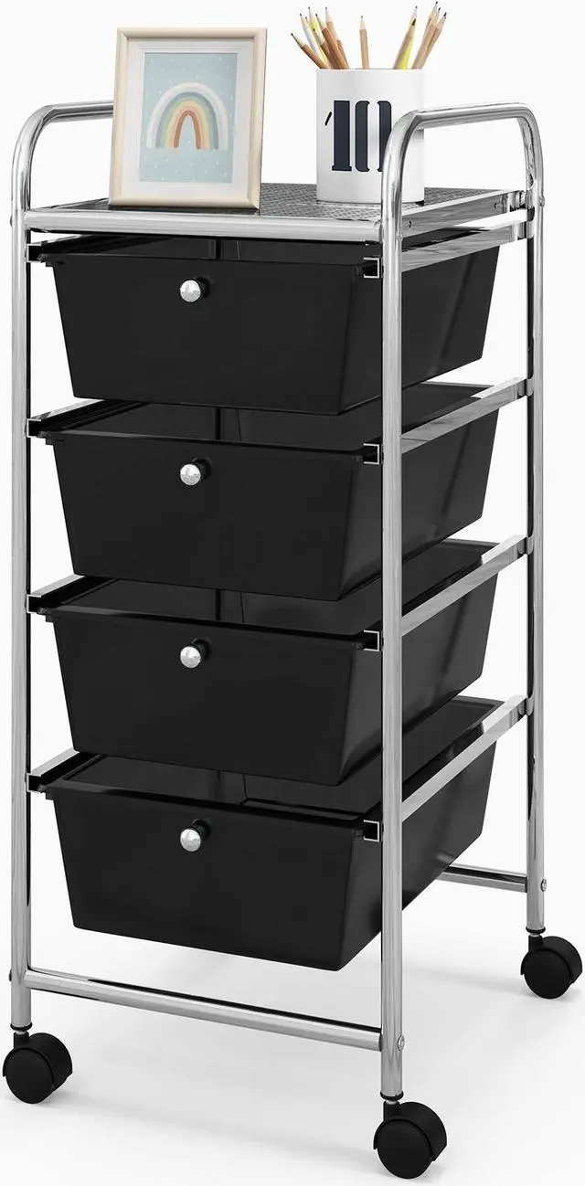 Main image of SlickBlue 4-Drawer Cart Storage Bin Organizer Rolling with Plastic Drawers