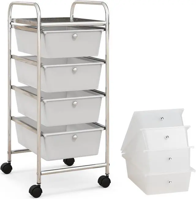 Main image of SlickBlue 4-Drawer Cart Storage Bin Organizer Rolling with Plastic Drawers