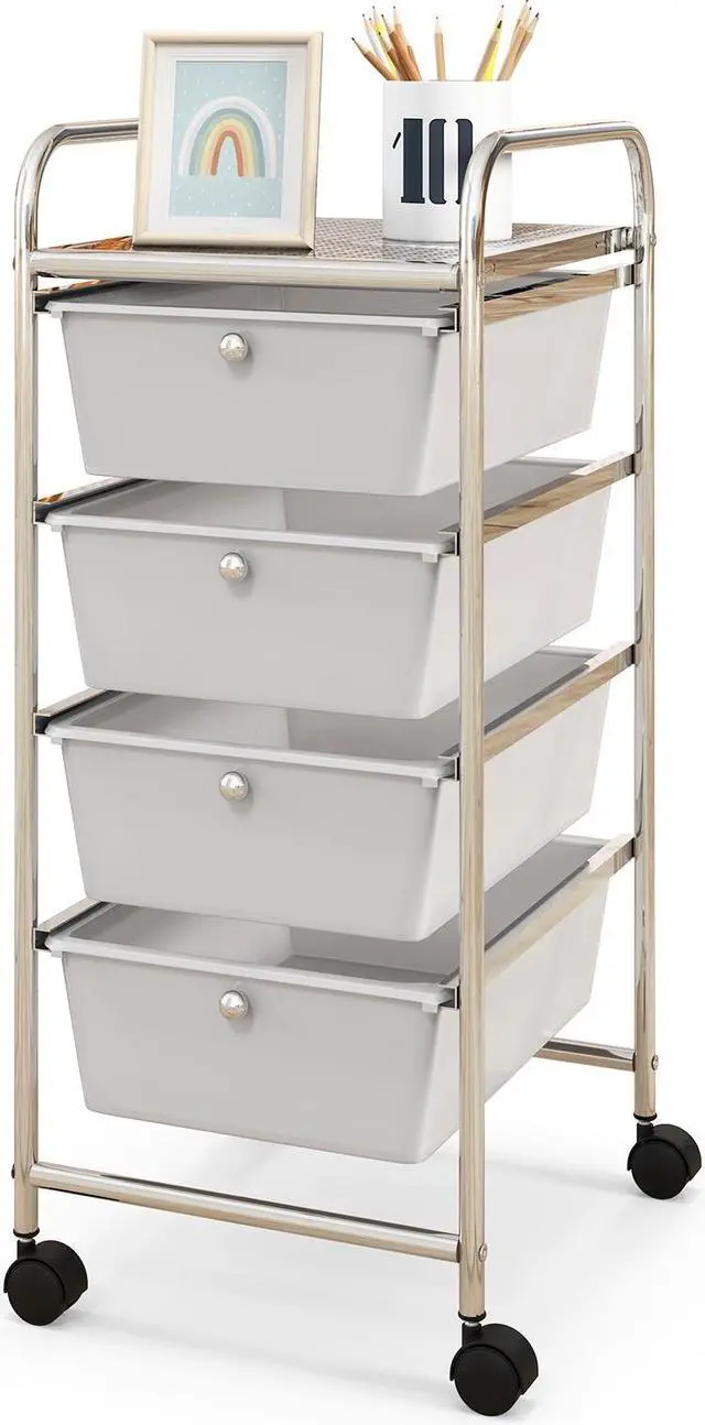 Alt view image 4 of 7 - SlickBlue 4-Drawer Cart Storage Bin Organizer Rolling with Plastic Drawers
