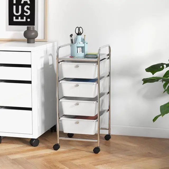 Alt view image 2 of 7 - SlickBlue 4-Drawer Cart Storage Bin Organizer Rolling with Plastic Drawers