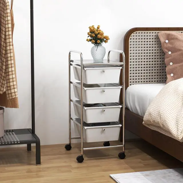 Alt view image 3 of 7 - SlickBlue 4-Drawer Cart Storage Bin Organizer Rolling with Plastic Drawers
