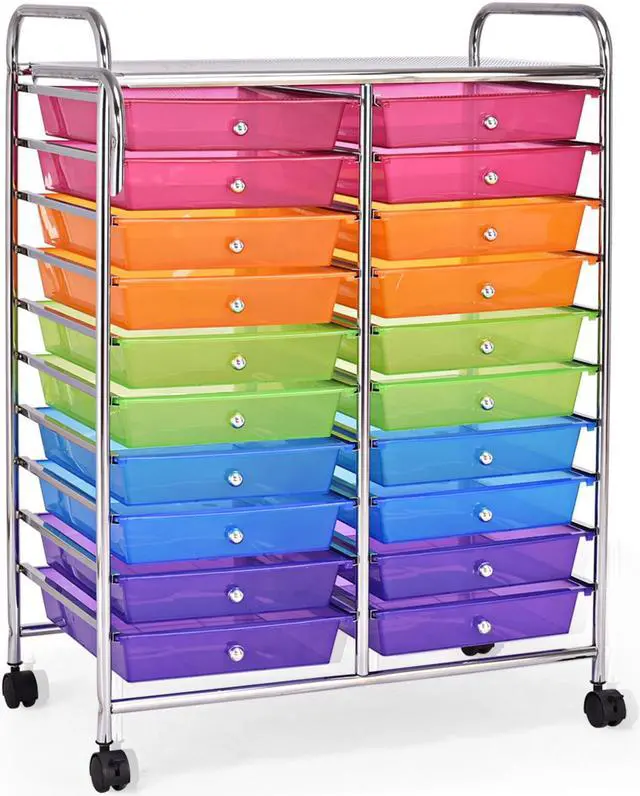 Alt view image 4 of 7 - SlickBlue 20 Drawers Storage Rolling Cart Studio Organizer