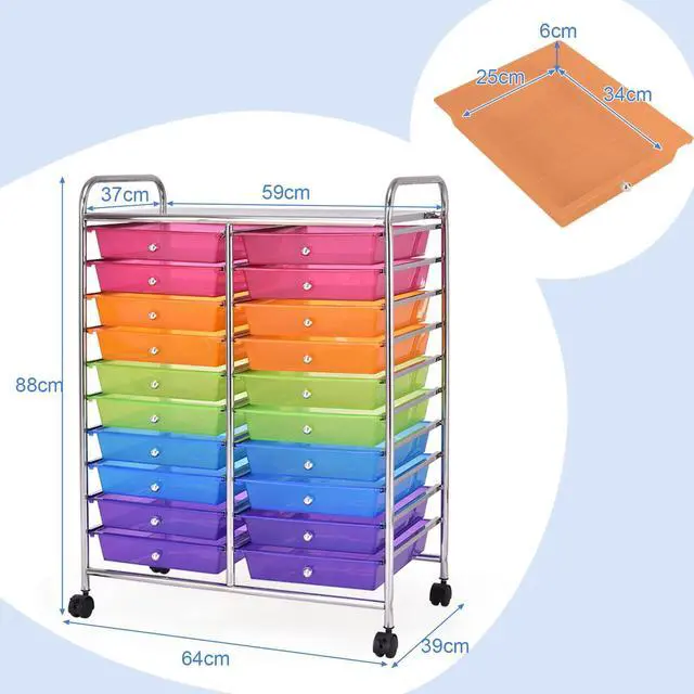 Alt view image 5 of 7 - SlickBlue 20 Drawers Storage Rolling Cart Studio Organizer