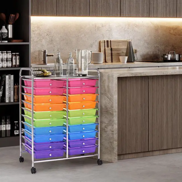 Alt view image 2 of 7 - SlickBlue 20 Drawers Storage Rolling Cart Studio Organizer