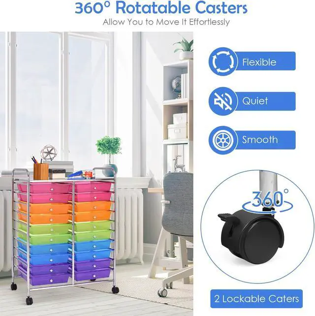 Alt view image 7 of 7 - SlickBlue 20 Drawers Storage Rolling Cart Studio Organizer