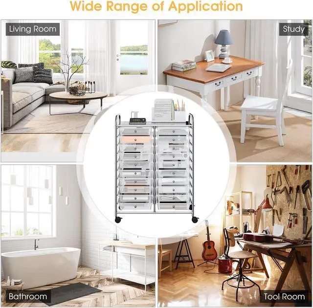 Alt view image 4 of 7 - SlickBlue 20 Drawers Storage Rolling Cart Studio Organizer