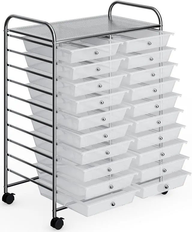 Alt view image 3 of 7 - SlickBlue 20 Drawers Storage Rolling Cart Studio Organizer