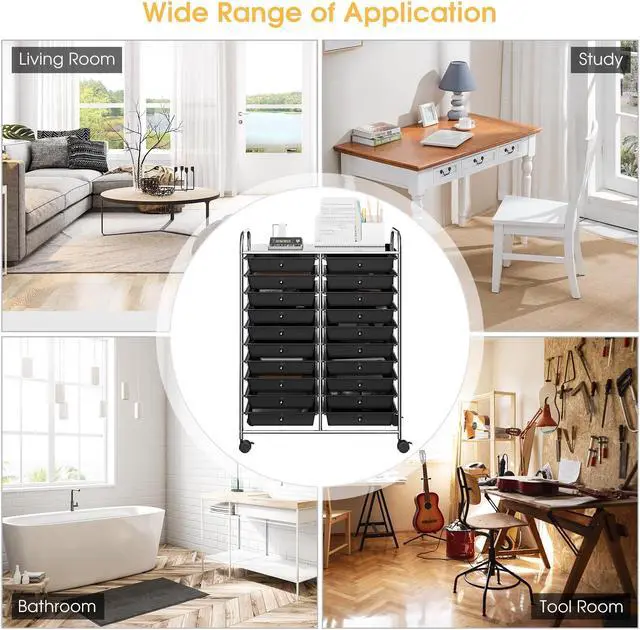 Alt view image 5 of 7 - SlickBlue 20 Drawers Storage Rolling Cart Studio Organizer