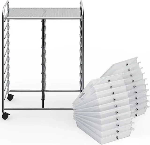 Alt view image 7 of 7 - SlickBlue 20 Drawers Storage Rolling Cart Studio Organizer