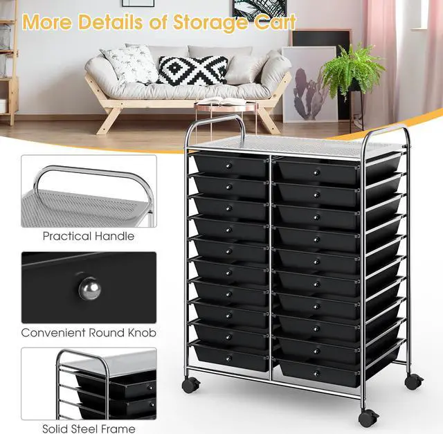 Alt view image 6 of 7 - SlickBlue 20 Drawers Storage Rolling Cart Studio Organizer