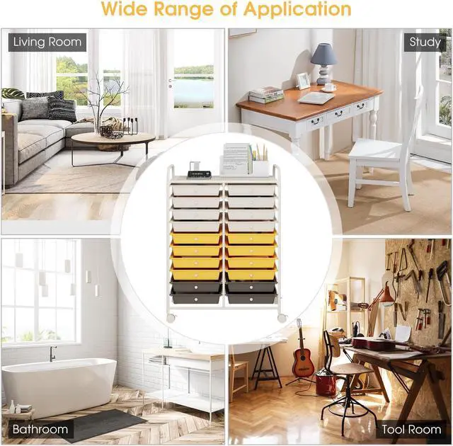 Alt view image 6 of 7 - SlickBlue 20 Drawers Storage Rolling Cart Studio Organizer