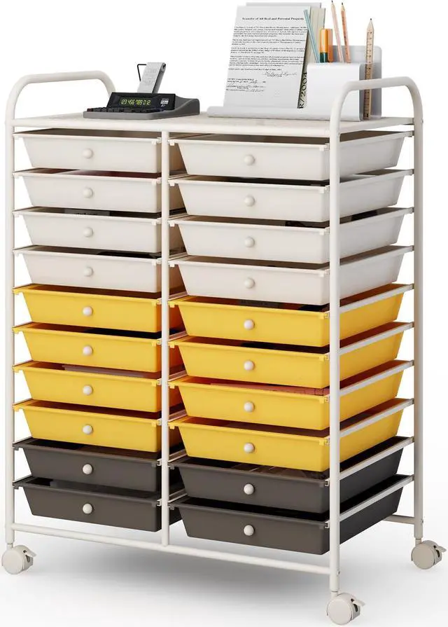 Alt view image 4 of 7 - SlickBlue 20 Drawers Storage Rolling Cart Studio Organizer