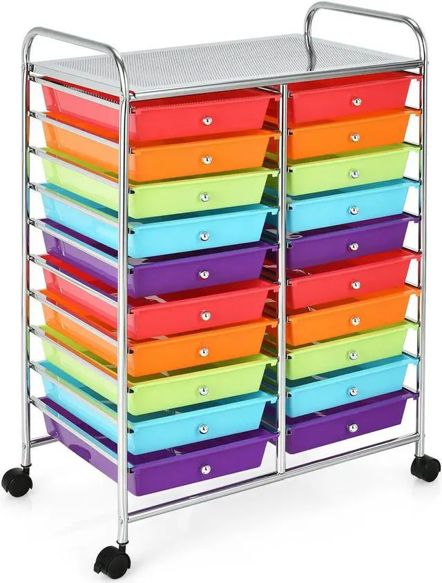 Alt view image 3 of 7 - SlickBlue 20 Drawers Storage Rolling Cart Studio Organizer