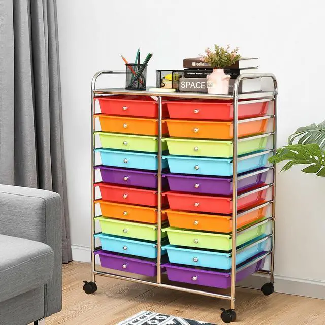 Alt view image 2 of 7 - SlickBlue 20 Drawers Storage Rolling Cart Studio Organizer