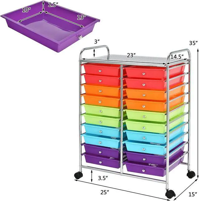 Alt view image 5 of 7 - SlickBlue 20 Drawers Storage Rolling Cart Studio Organizer